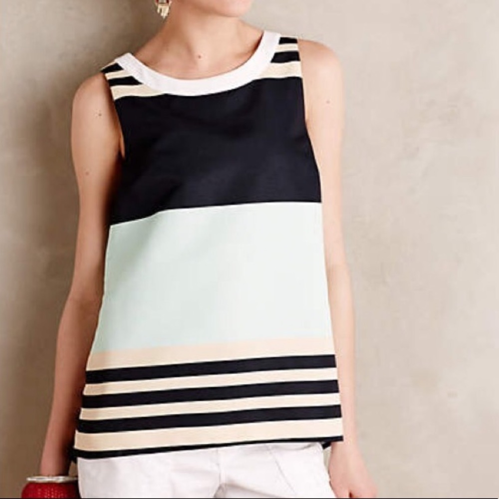 Troubadour Stripe Split Back Color Block Blouse 4 - image 1